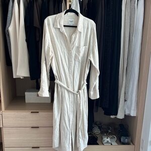 Abercrombie & Fitch Beige Linen Blend Shirt Dress size L tall